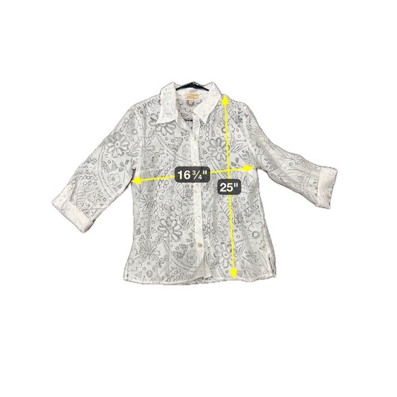 Choices Womens Sheer Button-Down Floral Print Blouse Size M Rayon Polyester Line - Picture 7 of 10